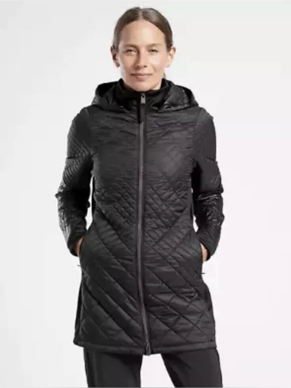 NWT ATHLETA Bayview Hooded Coat - Quilted Hooded Sz. SMALL TALL